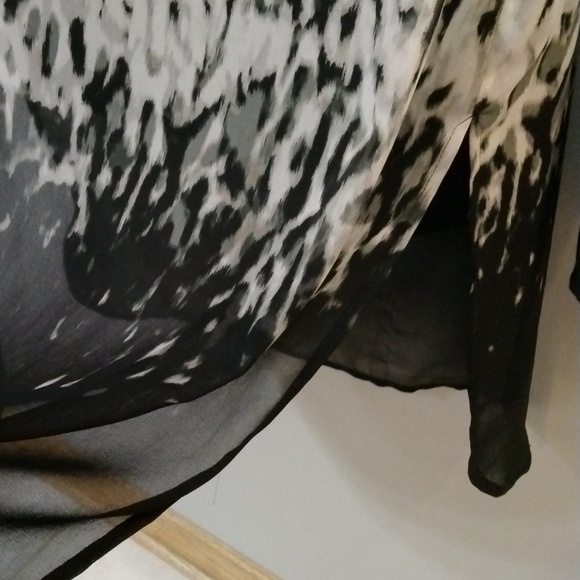 Calvin Klein Long Sleeve Round Neck Ombré Leopard Print Chiffon Tunic Size Med - Picture 6 of 12
